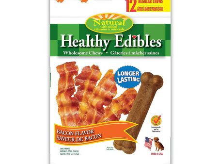 HEALTHY EDIBLES - Bacon Dog Chew Treat Bones Regular - 12 Chews Online Hot Sale