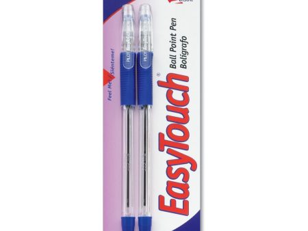 EASY TOUCH - Ball Point Stick Pens, Fine Point, Blue Ink  - 2 Pens Hot on Sale