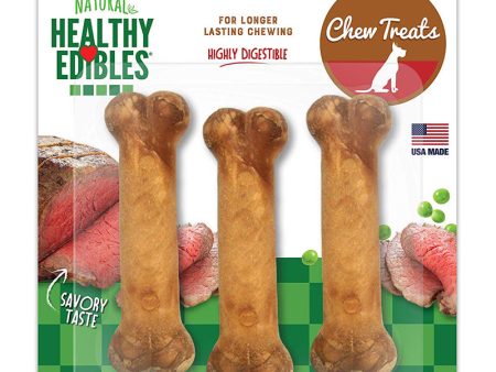 HEALTHY EDIBLES - Roast Beef Flavored Dog Treat Bones Regular - 3 Bones For Cheap