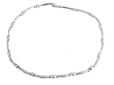 14k Heart & Kisses White Gold Diamond Necklace on Sale