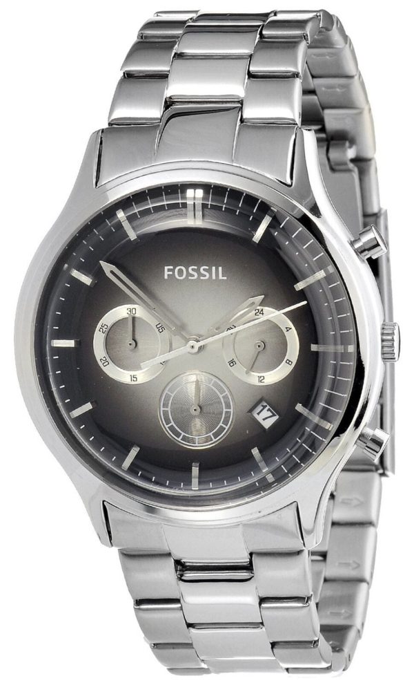 Fossil FS4673 Ansel Black Dial Stainless Steel Chronograph Men s Watch Hot on Sale