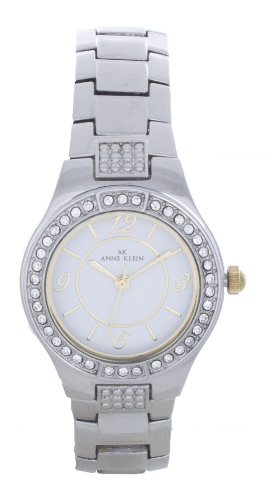 Anne Klein Women s 10 9523 Crystal-Accented White Dial Stainless Steel Watch Hot on Sale