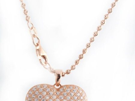 18  Heart Shape Rose-Gold Tone Crystal Women Silver Pendant Necklace Chain Fashion