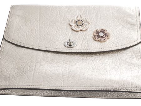 Coach Women s Silver Champagne Flower Pouch Hot on Sale