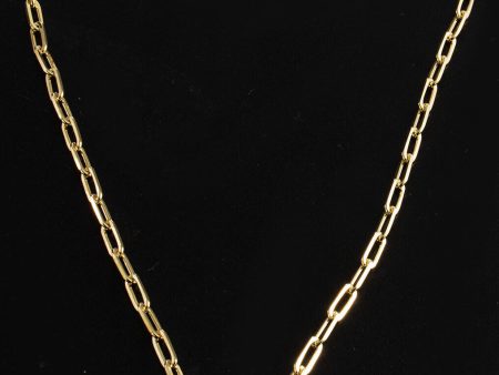 925 Sterling Silver Yellow Gold Paper Clip 4mm Chain Necklace 16 Inches Long For Cheap