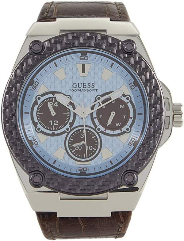 Guess U1058G5 Legacy Blue Dial Brown Leather Stainless Steel Strap Women s Watch Discount