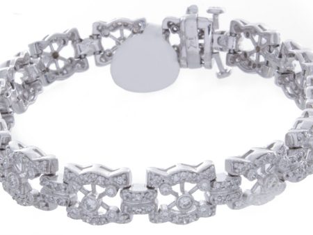 3.5 ct. Ladies 14K White Gold Link Diamond Bracelet Hot on Sale