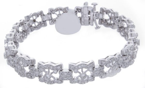 3.5 ct. Ladies 14K White Gold Link Diamond Bracelet Hot on Sale