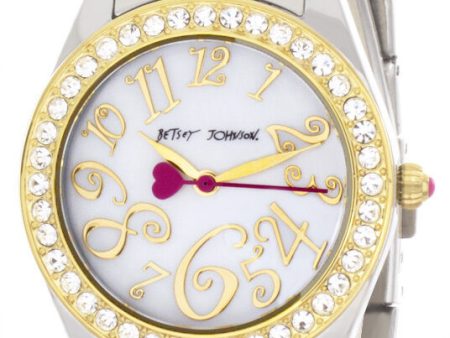 Betsey Johnson Mini Two Tone Boyfriend Crystal Accented Watch BJ00221-06 For Cheap