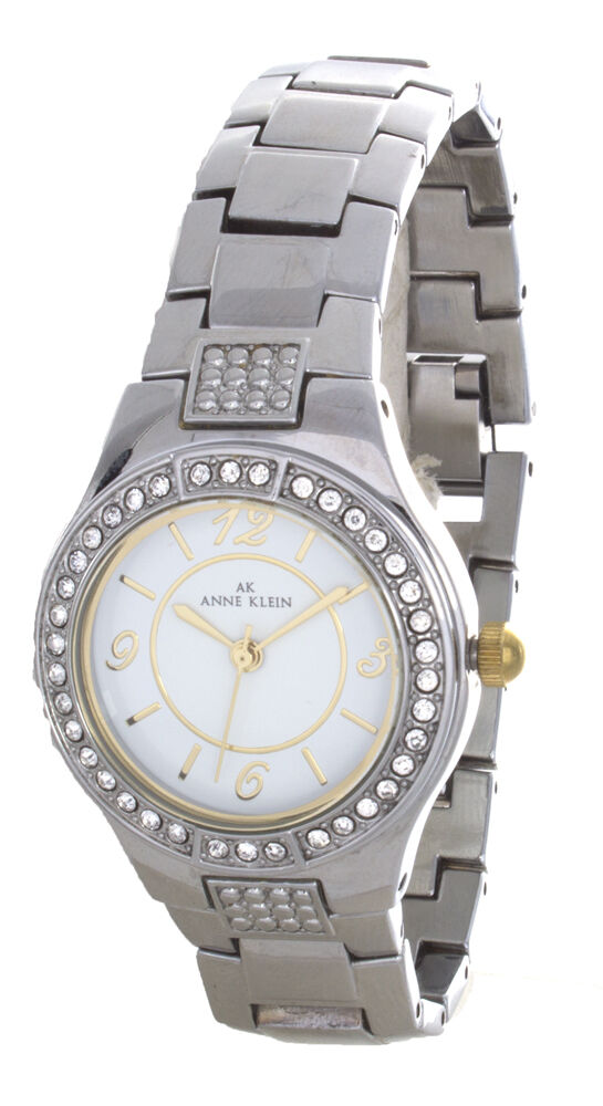 Anne Klein Women s 10 9523 Crystal-Accented White Dial Stainless Steel Watch Hot on Sale