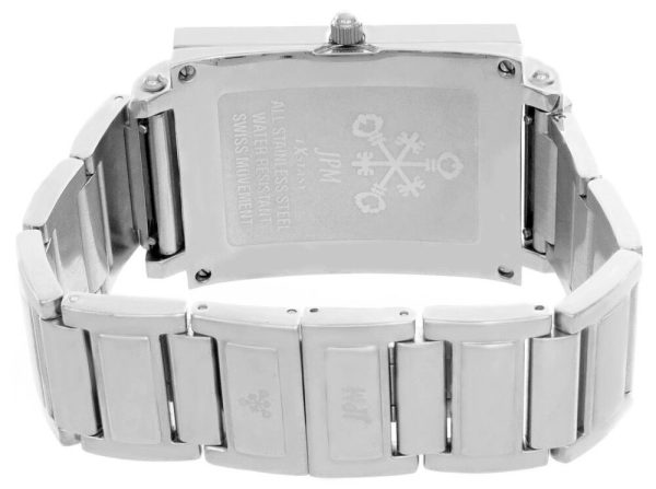 JPM Mens Silver Tone Dial Stainless Steel Bracelet Diamond Watch Extasy Supply