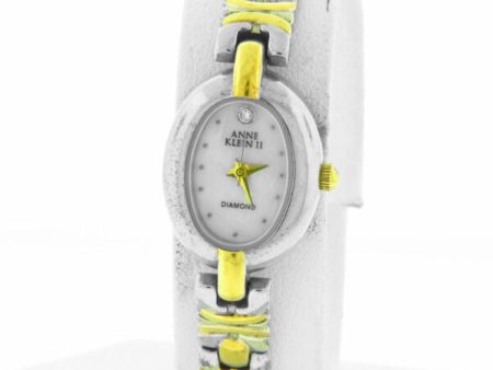 Anne Klein 10 3206-7 Women s Oval MOP Dial Two-Tone Bracelet Quartz Watch Supply